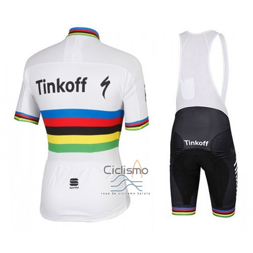 Uci Mondo Campione Tinkoff Ropa Ciclismo Culotte Corto 2016 Hombre Mangas Cortas Blanco